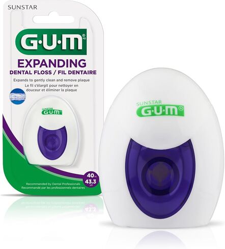 GUM Deep Clean Expanding Dental Floss - Waxed Woven Floss - Effective Plaque Removal for Tight Teeth - Unflavored in Saudi Arabia