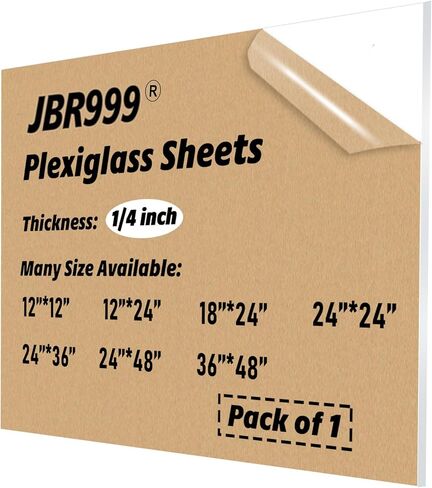 JBR999 صفائح زجاج شبكي مقاس 12 × 12 بوصة 1/8 بوصة صفائح أكريليك شفافة سميكة 3 مم صفائح أكريليك شفافة مصبوبة للعلامات وإضاءة LED وحالات العرض والحاملات واللوحات والنقش بالليزر والحرف اليدوية in Kuwait