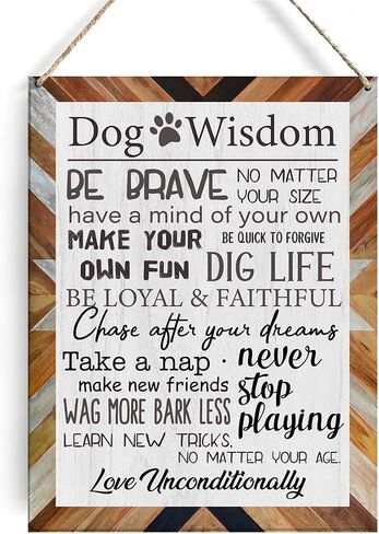 Retro My Dog's Bedtime Prayer Signs Wall Decor Rustic Dog Quotes Sayings Wooden Hanging Sign Decoration for Home Door 8 x 10 in Kuwait