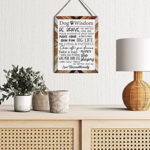Retro My Dog's Bedtime Prayer Signs Wall Decor Rustic Dog Quotes Sayings Wooden Hanging Sign Decoration for Home Door 8 x 10 in Kuwait
