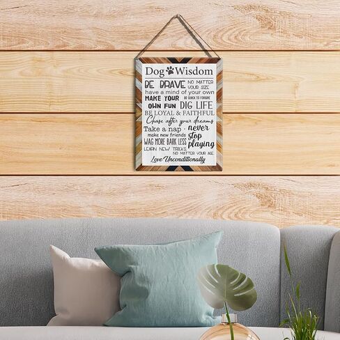 Retro My Dog's Bedtime Prayer Signs Wall Decor Rustic Dog Quotes Sayings Wooden Hanging Sign Decoration for Home Door 8 x 10 in Kuwait