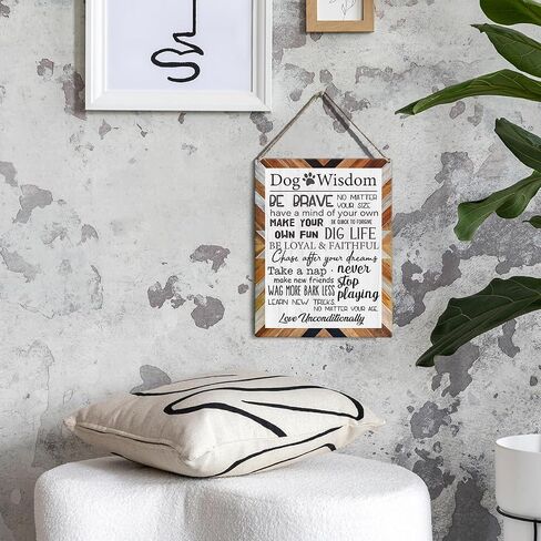 Retro My Dog's Bedtime Prayer Signs Wall Decor Rustic Dog Quotes Sayings Wooden Hanging Sign Decoration for Home Door 8 x 10 in Kuwait