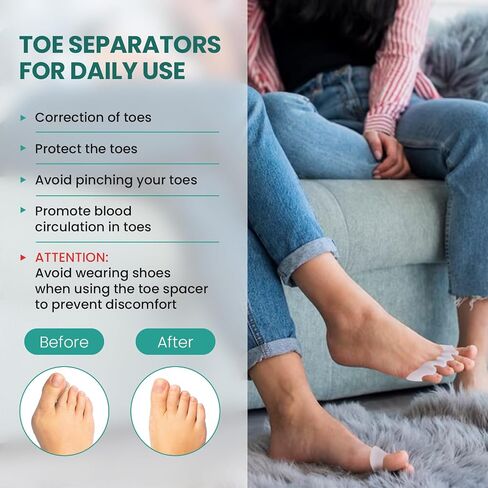 Welnove 10-Pack Toe Separator to Correct Bunions and Restore Toes to Their Original Shape, Bunion Corrector for Women Men, Toe Spacers for Gifts (White) in Saudi Arabia