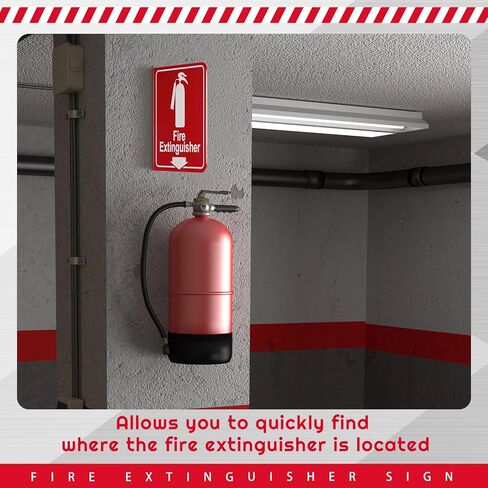 Barydat 4 Pcs Fire Extinguisher Signs with Pre Drilled Mounting Holes Fire Extinguisher with Down Arrow Industrial Warning Signs with Screws and Adhesive Tapes for Home Office Business Supplies in Saudi Arabia