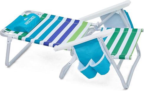 Beach Chair, Beach Chairs for Adults,Outdoor Folding Beach Chairs for Adults, Supports up to 350lbs with 5 Positions, Towel bar, Cooler Pouch, Storage Pouch. in Saudi Arabia