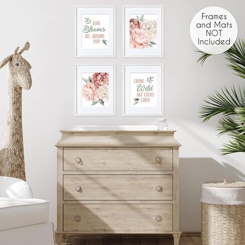 Sweet Jojo Designs Lavender Purple Boho Shabby Chic Floral Girl Wall Art Prints Room Decor Baby Nursery Kids Lilac Off White Ivory Cream Bohemian Vintage Garden Watercolor Flower Nature Sage Green in Saudi Arabia