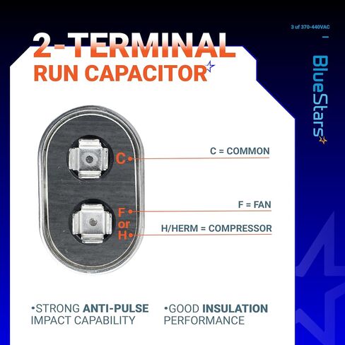 3uF mfd ±5% 370-440VAC Volt Oval Run Start Capacitor 50/60 Hz AC Electric Replacement Part by Blue Stars - Exact Fit for Central Air-Conditioners Heat Pumps Condenser Fan Motors AC Compressors in Saudi Arabia