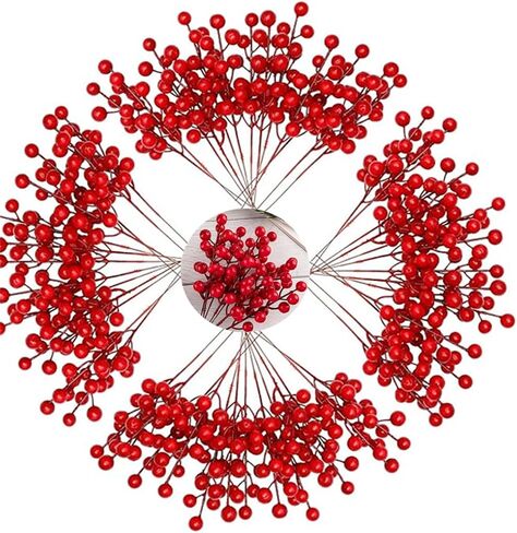 KTYDRY 40 قطعة من سيقان التوت الأحمر لتزيين شجرة عيد الميلاد هولي اصطناعي، سهل الانحناء، متين - سيقان التوت الأحمر الكبيرة للزينة الاحتفالية in Kuwait