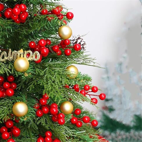 KTYDRY 40 قطعة من سيقان التوت الأحمر لتزيين شجرة عيد الميلاد هولي اصطناعي، سهل الانحناء، متين - سيقان التوت الأحمر الكبيرة للزينة الاحتفالية in Kuwait