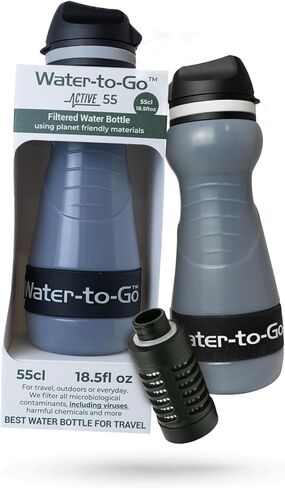 Bioplastic Water Filter Bottle for Travel (18.5oz/55cl). Protects You from Travel Sickness. Blue in Saudi Arabia