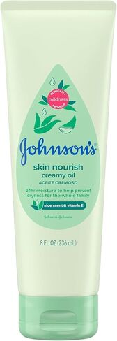 Johnson & Johnson Baby Creamy Oil, Aloe Vera & Vitamin E, 8 fl oz (4-Pack) in Kuwait
