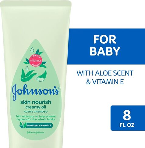 Johnson & Johnson Baby Creamy Oil, Aloe Vera & Vitamin E, 8 fl oz (4-Pack) in Kuwait