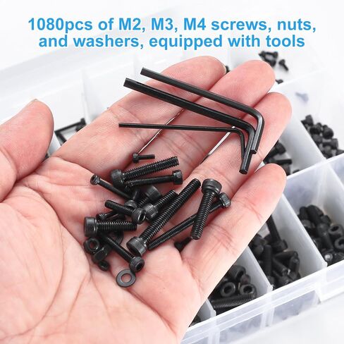 Hex Socket Button Head Cap Screws Bolts and Nuts and Washers Assortment Kit, 520pcs Stainless Steel Standard Metric M3/M4/M5/M6 Hex Socket Screws Nuts and Bolts Washers Hardware Kit in Kuwait