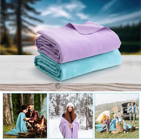 Peryiter 2 Pcs Military Camping Blanket 64" x 88" Warm Wool Blanket Thick Thermal Washable Emergency Blanket for Outdoors Sporting Events Survival Kits Everyday Use, 2 Colors in Kuwait