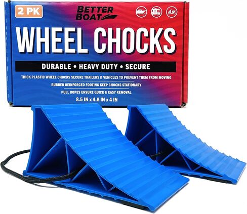 2 Trailer Wheel Chocks with Rope and Wheel Dock for Boat Trailer Travel Camper and RV Accessories Wheel Chocks for Travel Trailers and All Trailer Tires Wheeldock Tire Chock Blocks in Saudi Arabia