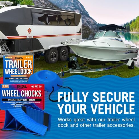 2 Trailer Wheel Chocks with Rope and Wheel Dock for Boat Trailer Travel Camper and RV Accessories Wheel Chocks for Travel Trailers and All Trailer Tires Wheeldock Tire Chock Blocks in Saudi Arabia