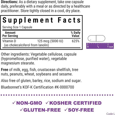 Bluebonnet Nutrition Vitamin D3 400 IU Softgels, Aids in Muscle and Skeletal Growth, Cholecalciferol from Fish Oil, Non GMO, Gluten Free, Soy Free, Dairy Free, 250 Softgels in Saudi Arabia