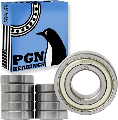 PGN (10 Pack) R10-ZZ Bearing - Lubricated Chrome Steel Sealed Ball Bearing - 5/8"x1-3/8"x0.3438" Bearings with Metal Shield & High RPM Support in Saudi Arabia