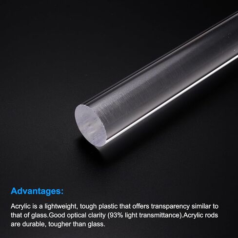 MECCANIXITY Acrylic Round Rod,3mm Diameter 12-inch Length,Clear,Solid Plastic PMMA Bar Stick Acrylic Dowel Rods for DIY Crafts Lighting Fixture Handicraft 20pcs in Saudi Arabia