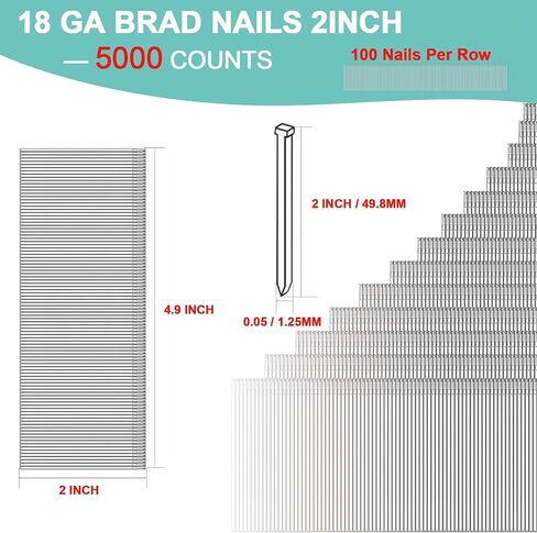 APOCHON F50 2 Inch 18 Gauge Brad Nails, Heavy Duty Galvanized Brad Nails for Nail Gun,18 Gauge Straight Pin Nailers, Pneumatic Staple Guns10000-Pack in Saudi Arabia