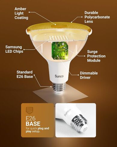 Sunco 6 Pack 1800 Lumens Outdoor LED Flood Light Waterproof PAR38 LED Bulb, Dimmable, 15W=150W, 5000K Daylight, E26 Base, UL Energy Star Listed in Kuwait