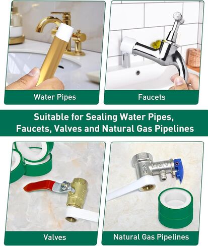 XEHAHOSH 3 Roll Plumbers Tape, Teflon Tape, -374 to 536 Degree F Temperature Range, High Density 0.45g/cm, Water Pipe Sealing Tape, Plumbing Tape, Duct Tape, L 390 in x W 0.47 in³. Green in Saudi Arabia