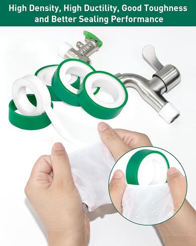 XEHAHOSH 3 Roll Plumbers Tape, Teflon Tape, -374 to 536 Degree F Temperature Range, High Density 0.45g/cm, Water Pipe Sealing Tape, Plumbing Tape, Duct Tape, L 390 in x W 0.47 in³. Green in Saudi Arabia