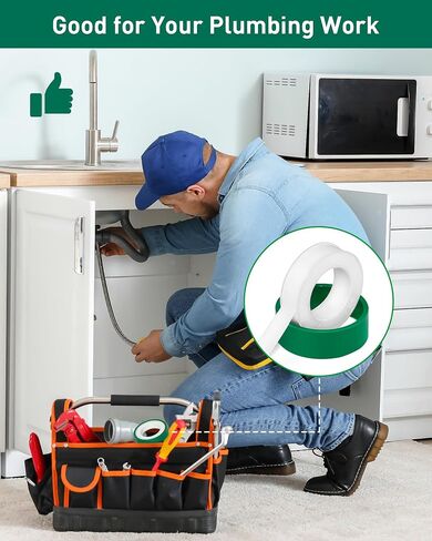 XEHAHOSH 3 Roll Plumbers Tape, Teflon Tape, -374 to 536 Degree F Temperature Range, High Density 0.45g/cm, Water Pipe Sealing Tape, Plumbing Tape, Duct Tape, L 390 in x W 0.47 in³. Green in Saudi Arabia