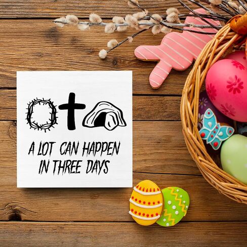 Rustic Spring Happy Easter Bunny Decorations Home Office Desk Decor Farmhouse Cute Wood Box Sign Easter Party Gift Ideas Shelf Wall Art Decor 5 X 5 Inch in Saudi Arabia