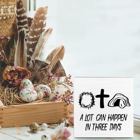 Rustic Spring Happy Easter Bunny Decorations Home Office Desk Decor Farmhouse Cute Wood Box Sign Easter Party Gift Ideas Shelf Wall Art Decor 5 X 5 Inch in Saudi Arabia