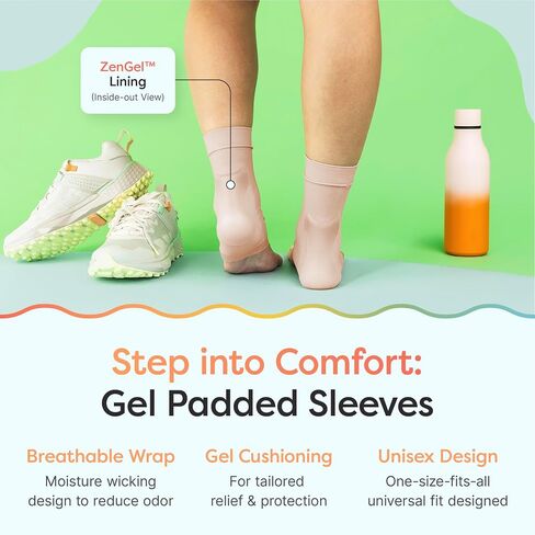 ZenToes Ankle Bone Protection Socks Malleolar Sleeves with Gel Pads for Boots, Skates, Splints, Braces - 1 Pair in Kuwait