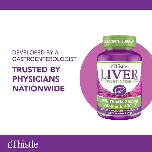 Liver Wellness Dietary Supplement, Milk Thistle & Vitamin E Liver Health Formula, Caplets 180 Count in Saudi Arabia