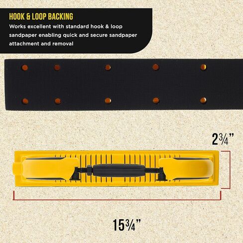 Dura-Gold Pro Series Rigid Longboard Hand Sanding File Block with Both Hook & Loop Backing and PSA Backing Conversion Adapter Pad - For Continuous Rolls or 16-1/2" x 2-3/4" Sandpaper Sheets, Auto Wood in Saudi Arabia