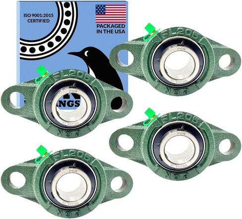 PGN UCFL205-16 Pillow Block Bearing - Pack of 4 Flange Mounted Pillow Block Bearings - Chrome Steel Bearings with 1" Bore - Self Alignment in Kuwait