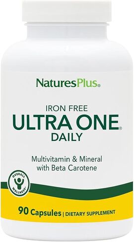 NaturesPlus Ultra One Iron Free - 90 Easy to Swallow Capsules - High Potency Once Daily Multivitamin & Mineral Supplement - Natural Energy - Vegetarian, Gluten-Free - 90 Servings in Saudi Arabia