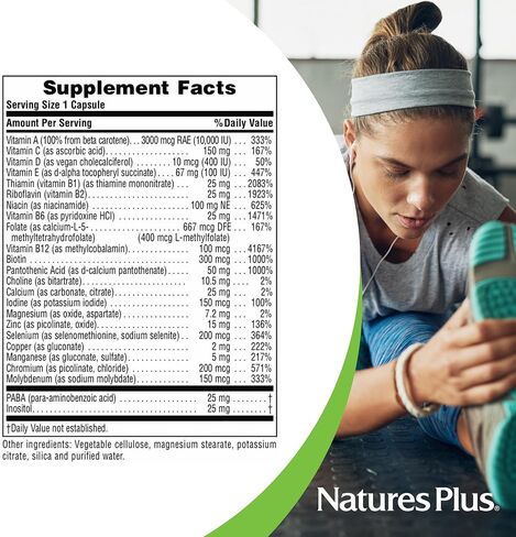 NaturesPlus Ultra One Iron Free - 90 Easy to Swallow Capsules - High Potency Once Daily Multivitamin & Mineral Supplement - Natural Energy - Vegetarian, Gluten-Free - 90 Servings in Saudi Arabia
