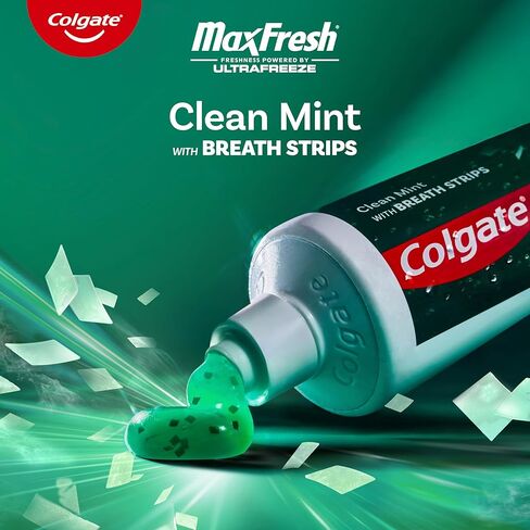 Colgate Max Fresh with Whitening Toothpaste with Mini Breath Strips, Clean Mint Toothpaste for Bad Breath, 6.3 Oz Tube. 3 Pack in Kuwait