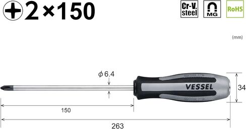 Vessel Megadora 980 Impacta P2x100 #2 Cross Point Impact Screwdriver in Saudi Arabia
