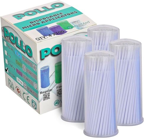 VASTMED 4 أحجام 400 قطعة من فرشاة الأسنان/الطبية للاستخدام مرة واحدة | فرش تطبيق قابلة للانحناء لوصلات الرموش والعناية الشخصية والأعمال الفنية (علبة واحدة تحتوي على 400 قطعة، رفيعة) in Kuwait