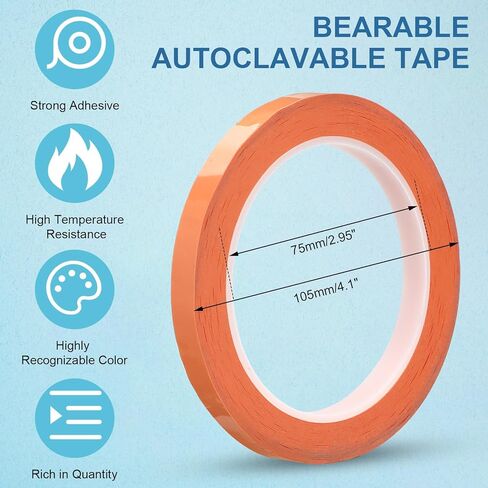 Frienda 8 Rolls Colors Autoclave Tape 216 ft/L x 0.4 in/W Instruments Identification Tape Autoclavable 270 Fahrenheit in Kuwait