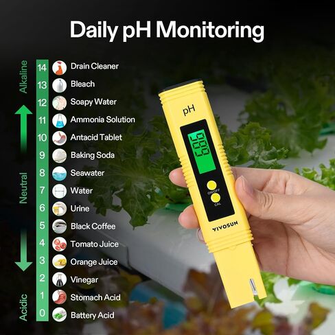 VIVOSUN pH and TDS Meter Combo, 0.05ph High Accuracy Pen Type pH Meter ± 2% Readout Accuracy 3-in-1 TDS EC Temperature Meter for Hydroponics, Household Drinking, and Aquarium, UL Certified in Kuwait