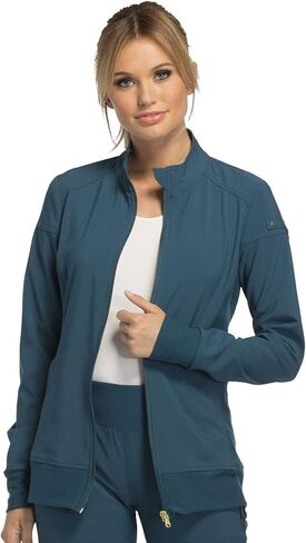 Cherokee iflex Uniforms Zip Front Scrub Jackets for Women CK303, M, Pewter in Saudi Arabia