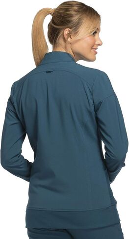 Cherokee iflex Uniforms Zip Front Scrub Jackets for Women CK303, M, Pewter in Saudi Arabia