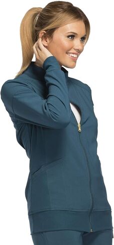 Cherokee iflex Uniforms Zip Front Scrub Jackets for Women CK303, M, Pewter in Saudi Arabia