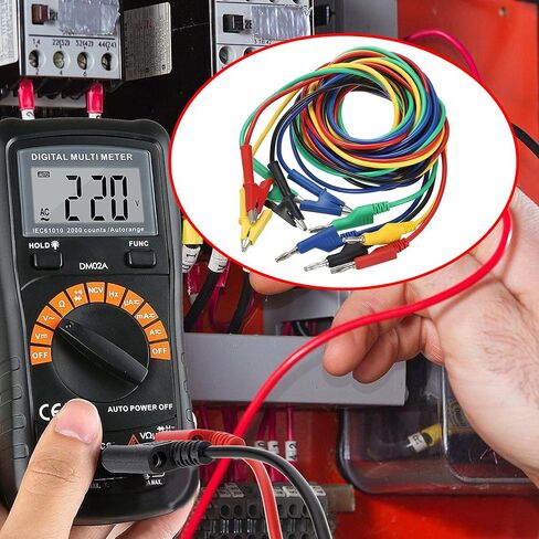Sumnacon Multimeter Banana Plug to Crocodile Alligator Clip Test Probe, 5PCS 4mm Stackable Colorful Silicone Banana Plug to Alligator Clip Test Probe Lead Wire Cable 1M in Saudi Arabia