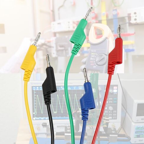 Sumnacon Multimeter Banana Plug to Crocodile Alligator Clip Test Probe, 5PCS 4mm Stackable Colorful Silicone Banana Plug to Alligator Clip Test Probe Lead Wire Cable 1M in Saudi Arabia