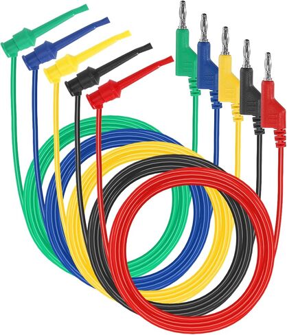 Sumnacon 39 Inch Multimeter Test Lead Set - 5 Pcs Stackable Banana Plug to Test Hook Wire Cable Kit with Protective, Flexible Wire Leads for Electrical Testing 500V/5A in Saudi Arabia