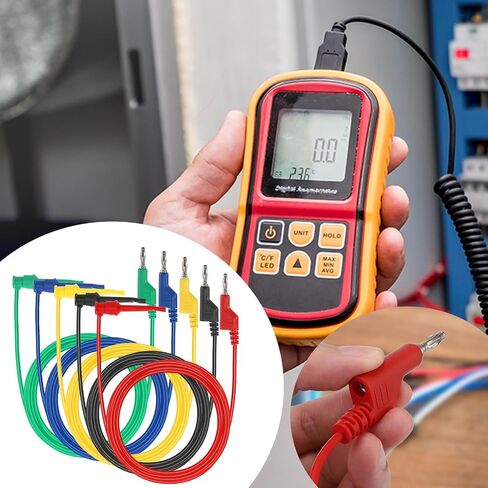 Sumnacon 39 Inch Multimeter Test Lead Set - 5 Pcs Stackable Banana Plug to Test Hook Wire Cable Kit with Protective, Flexible Wire Leads for Electrical Testing 500V/5A in Saudi Arabia
