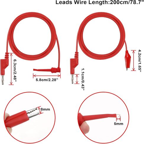 Sumnacon 39 Inch Multimeter Test Lead Set - 5 Pcs Stackable Banana Plug to Test Hook Wire Cable Kit with Protective, Flexible Wire Leads for Electrical Testing 500V/5A in Saudi Arabia