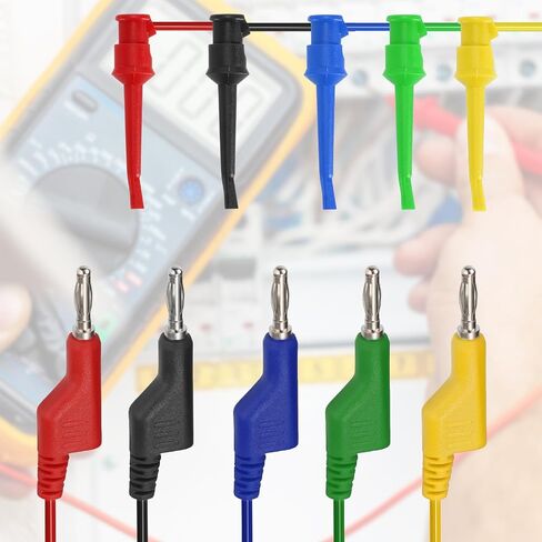 Sumnacon 39 Inch Multimeter Test Lead Set - 5 Pcs Stackable Banana Plug to Test Hook Wire Cable Kit with Protective, Flexible Wire Leads for Electrical Testing 500V/5A in Saudi Arabia